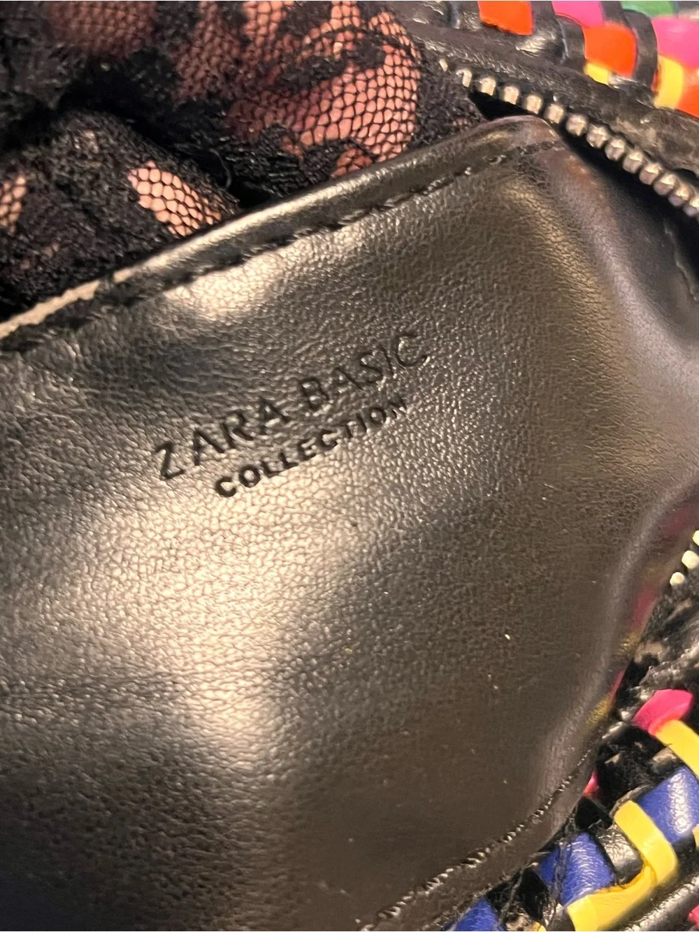 Zara Multicolor Woven with Black Tassel strap  crossbody bag